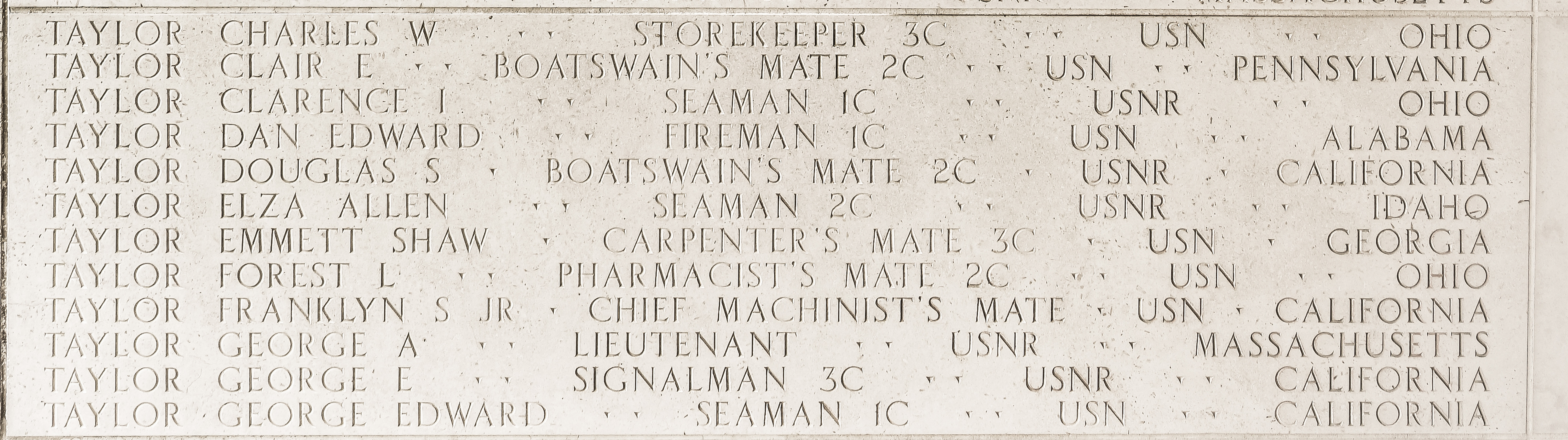 Charles W. Taylor, Storekeeper Third Class